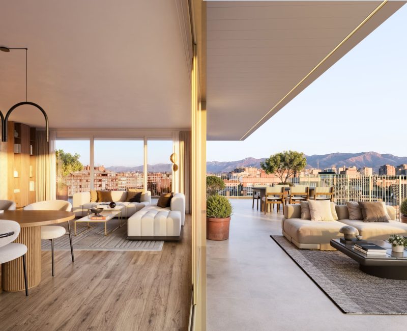 Salón y terraza en vivienda de Cenit Residencial