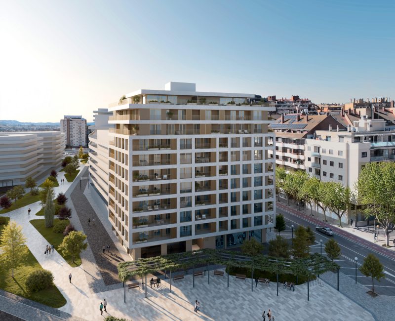 Vista aérea del exterior del edificio Cenit Residencial